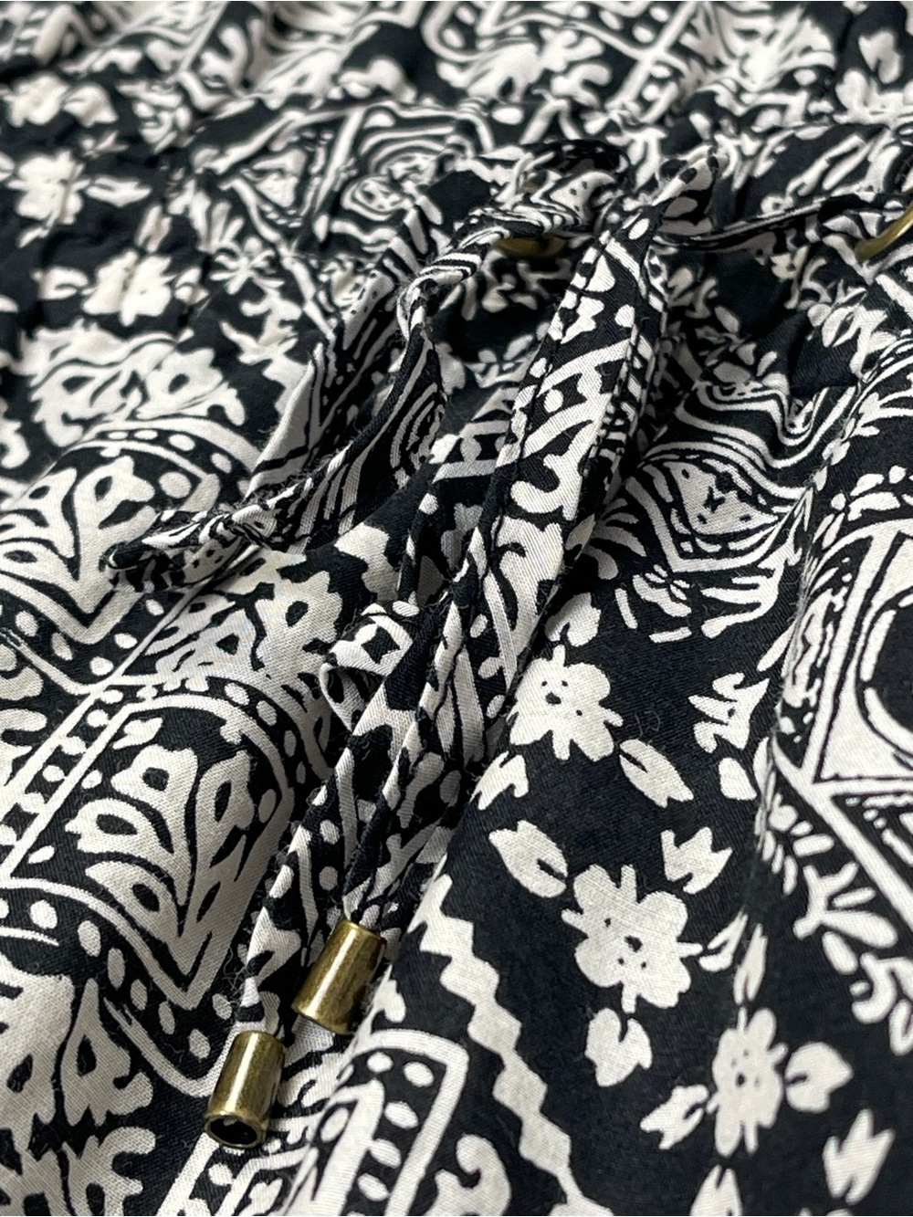 ATHLETA silk cotton black white geometric print swim cover-up tunic dress size L - Picture 5 of 11